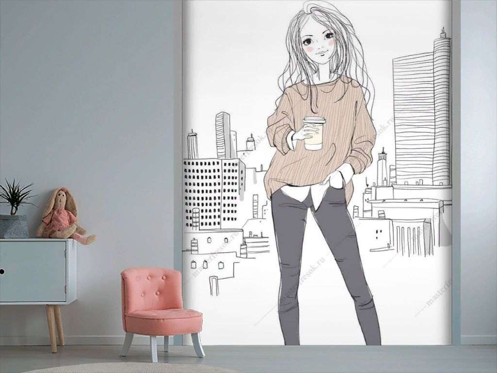 Фотообои в интерьере модница  12-1242 фото