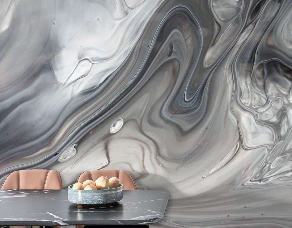 Фотообои в интерьере серый флюид арт  9-1535 фото