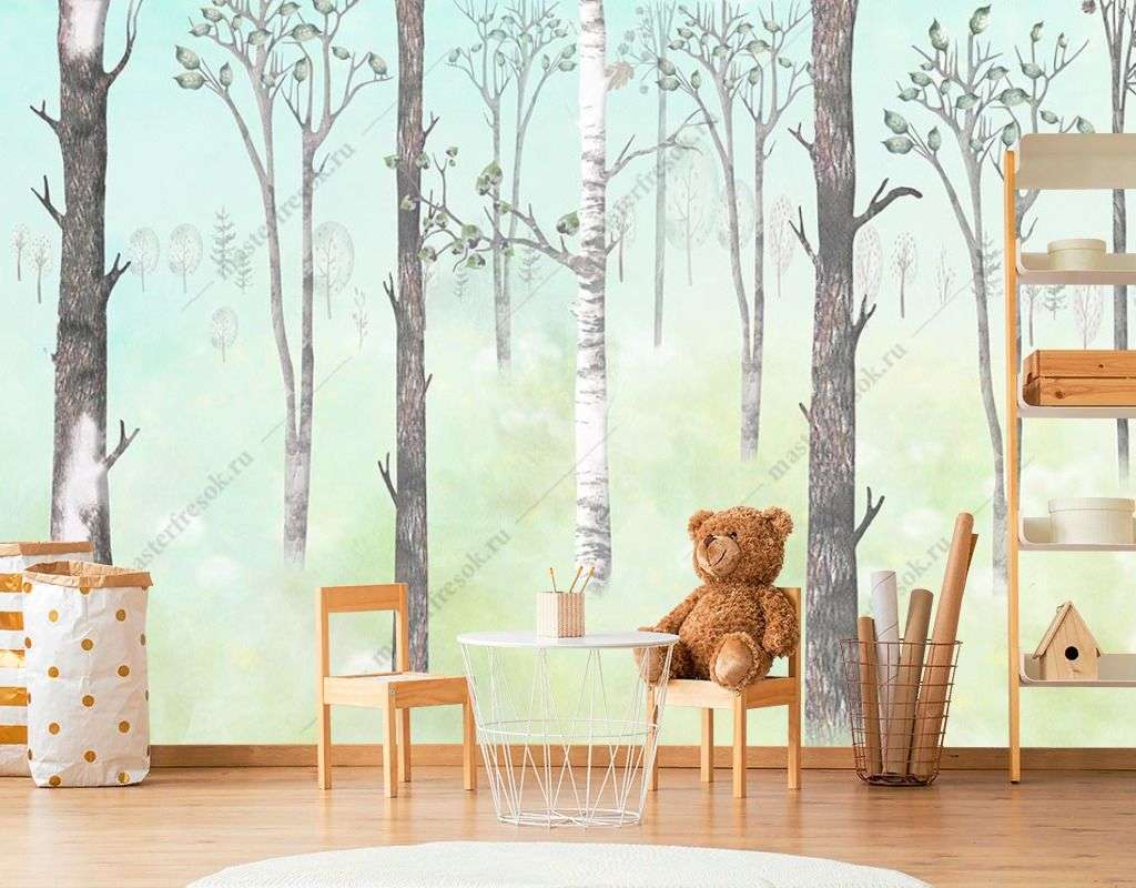Фотообои в интерьере в детскую русский лес   12-1594 фото