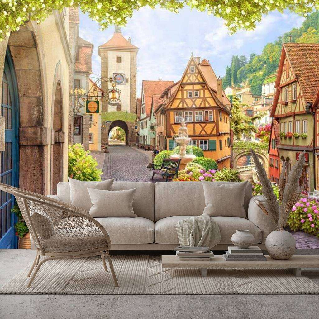 Фотообои в интерьере живописная улочка  17-0027 фото