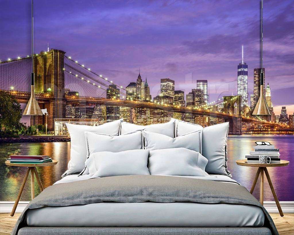 Фотообои в интерьере огни на бруклинском мосту  9-818 фото