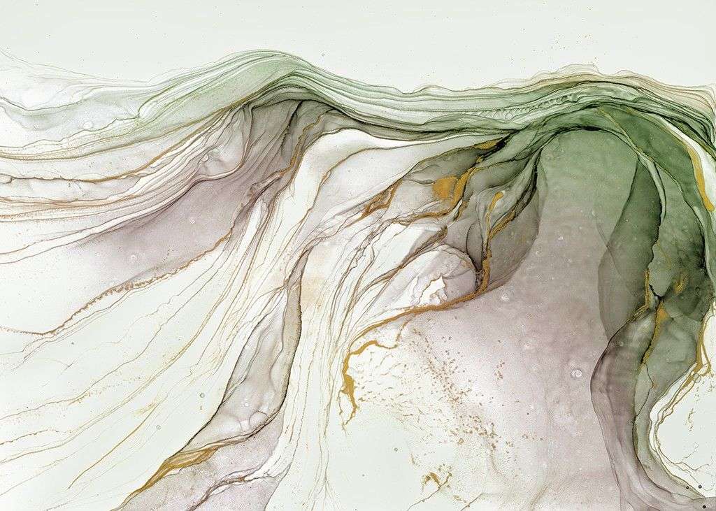 Фотообои в интерьере флюид арт майский зелёный   14-711 фото