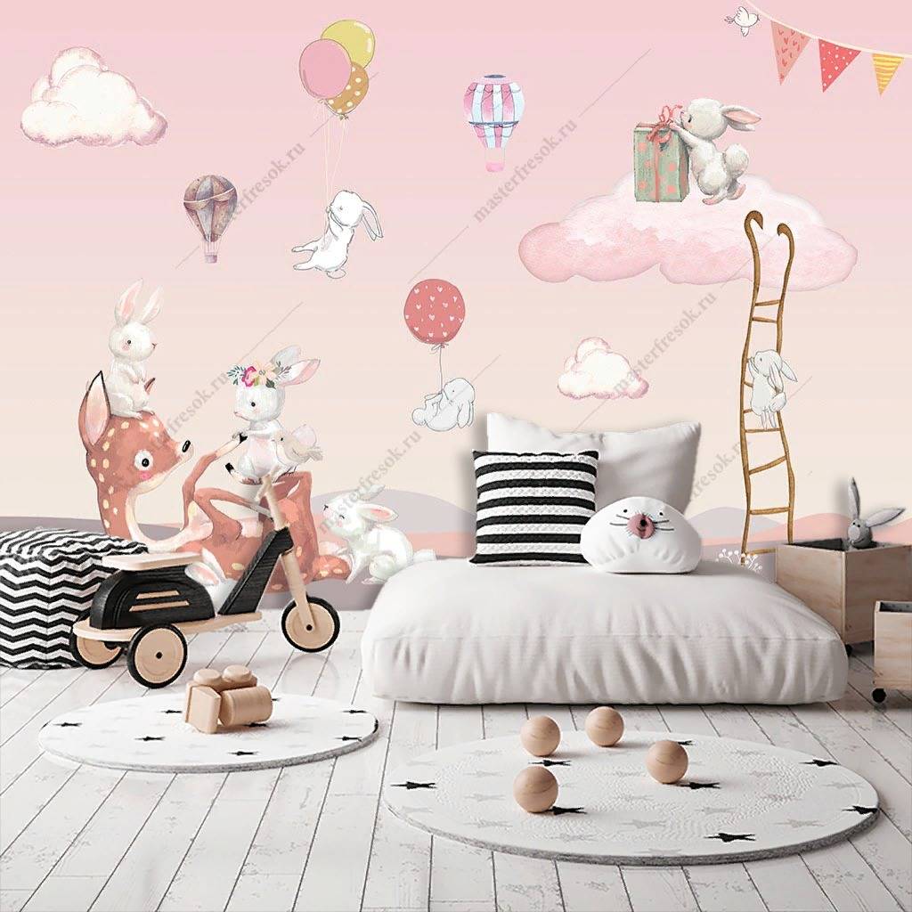 Фотообои Олененок и зайчики  14-112