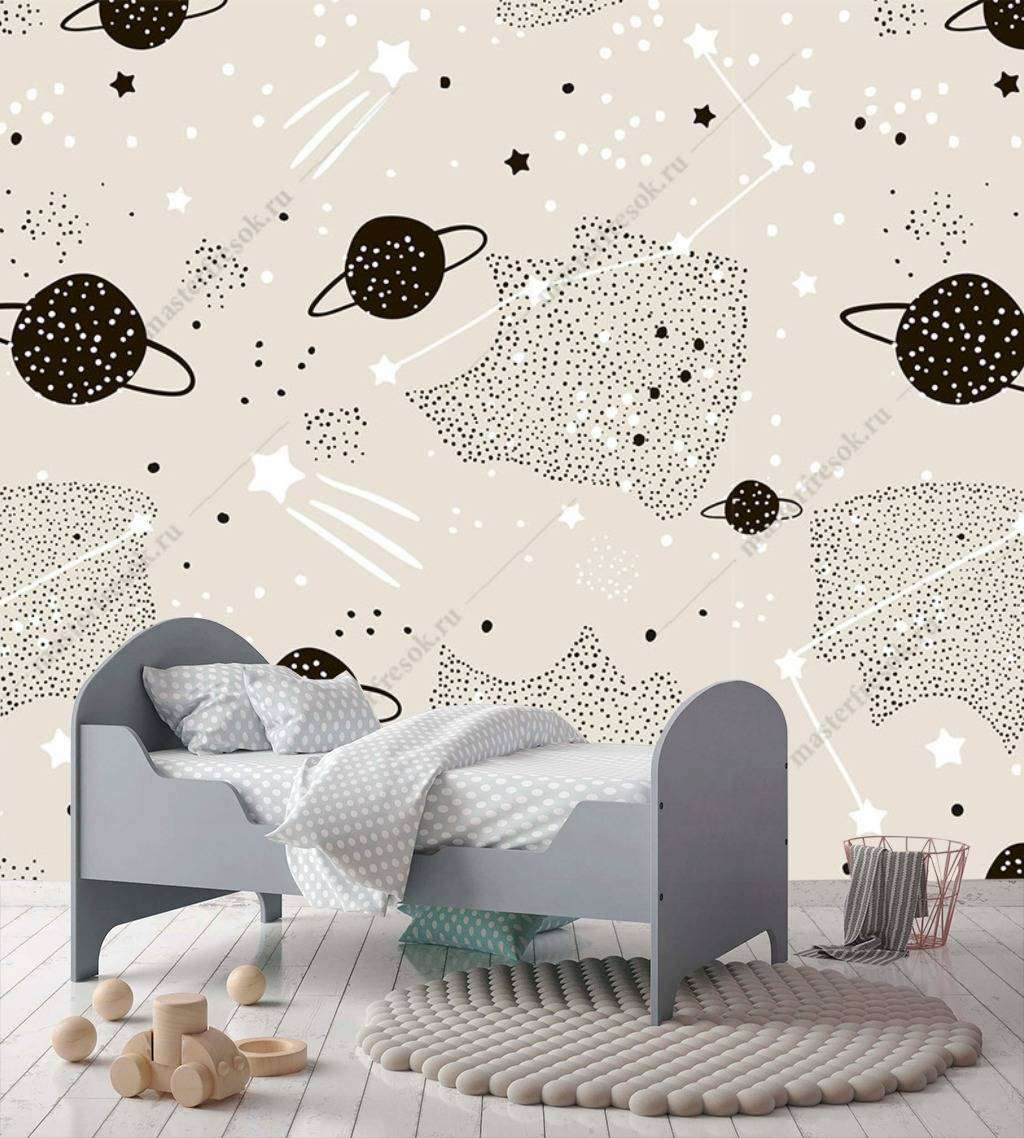 Фотообои в интерьере космос бежевый  12-701 фото