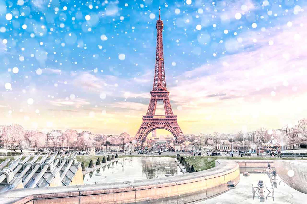 Фотообои в интерьере париж зимой  9-729 фото