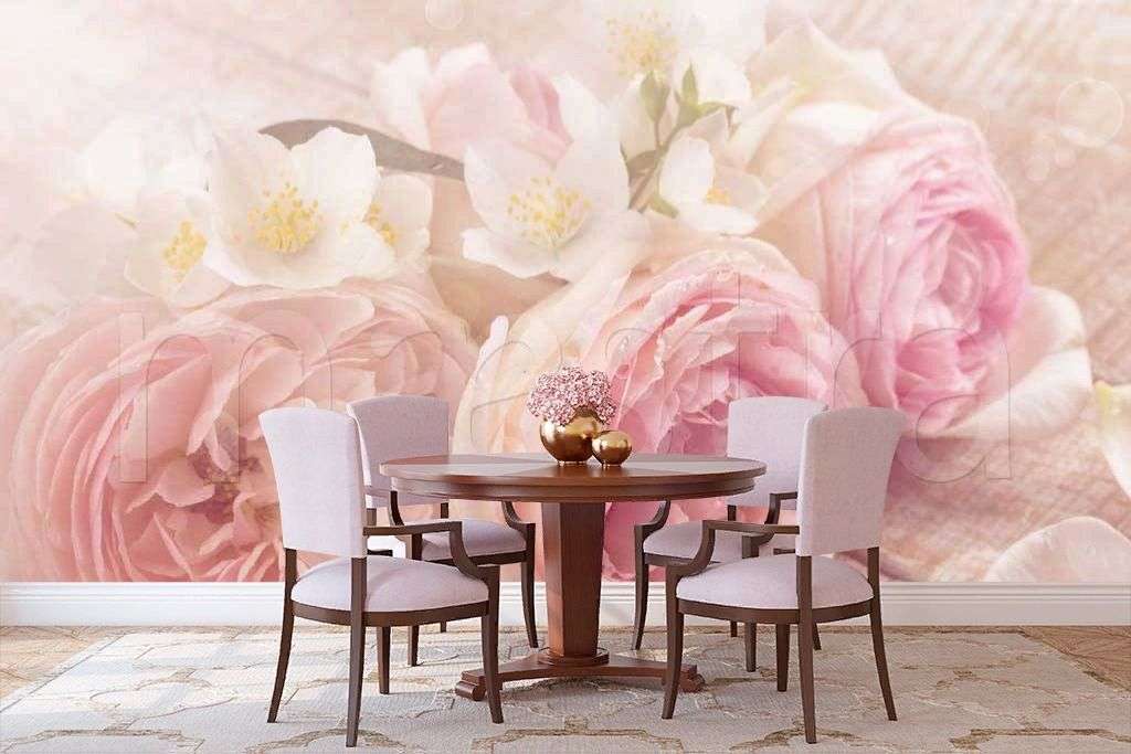 Фотообои в интерьере три пиона  9-097 фото