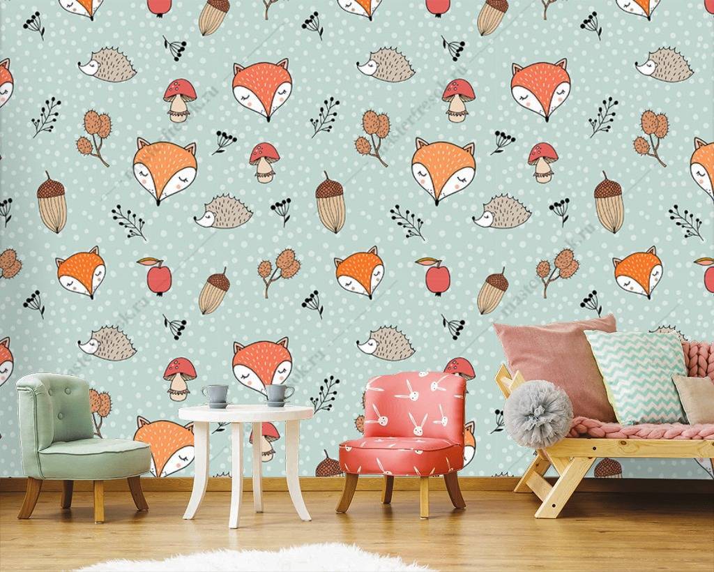 Фотообои Лисички и ежики  12-682