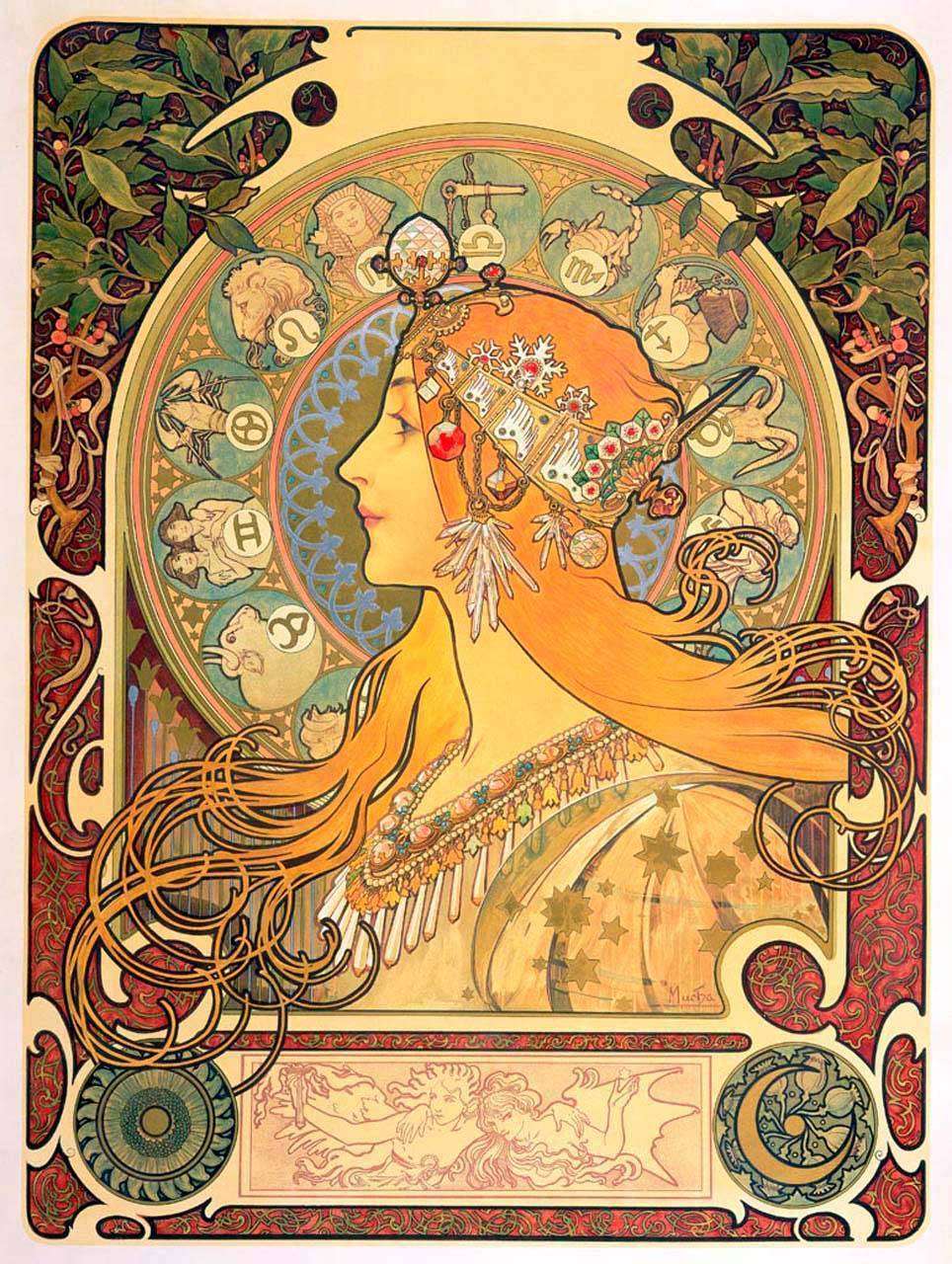 Фотообои в интерьере альфонс мариа муха - зодиак  8-245 фото