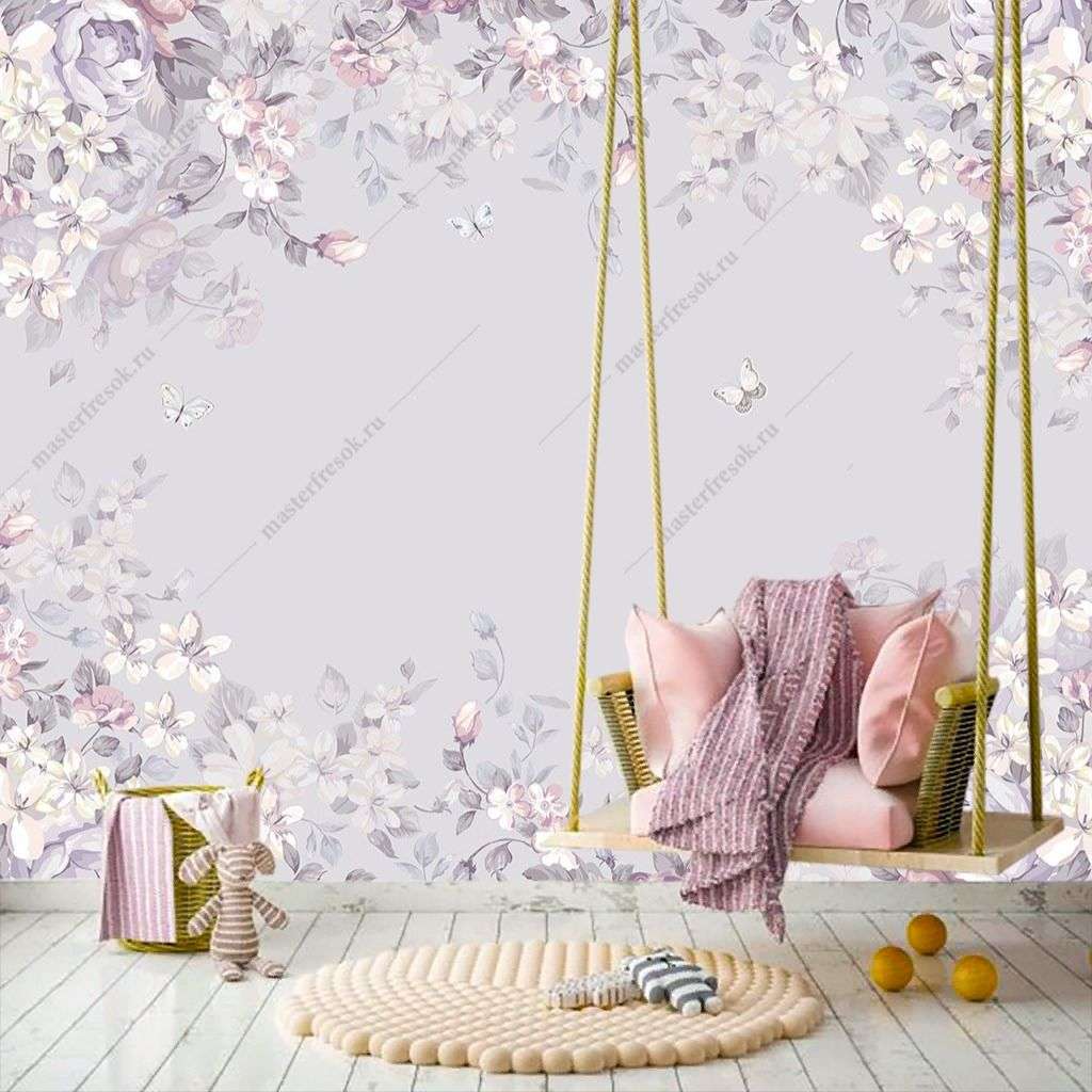 Фотообои в интерьере цветочная рамка  12-1459 фото