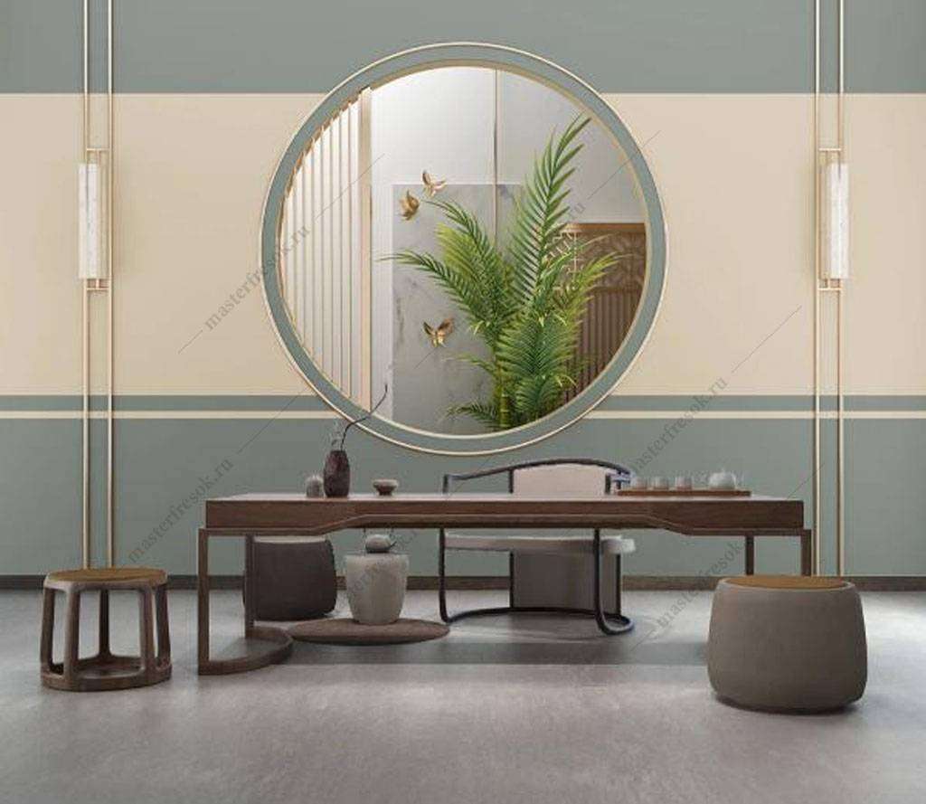 Фотообои в интерьере круглое дизайнерское зеркало  16-049 фото