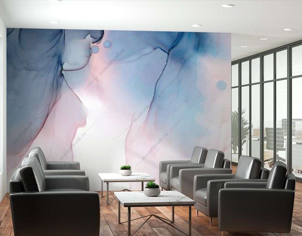 Фотообои в интерьере акварельный голубой фон  9-1543 фото