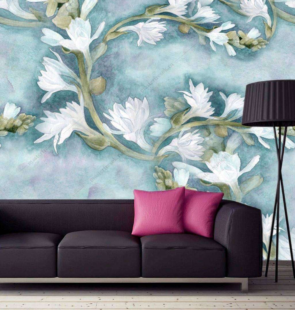 Фотообои в интерьере небесная магнолия  9-1184 фото