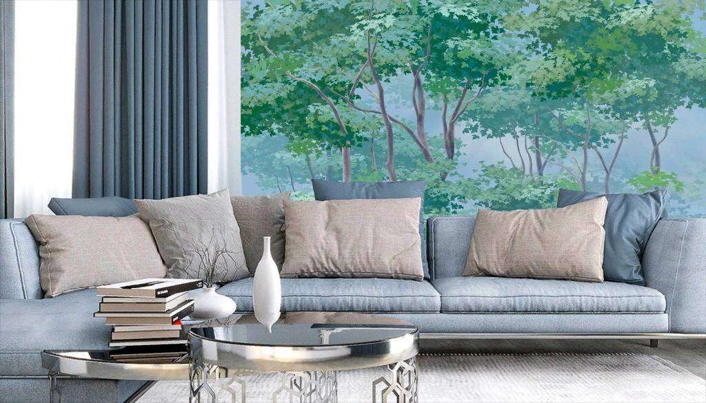 Фотообои в интерьере зеленый лес  13-231 фото