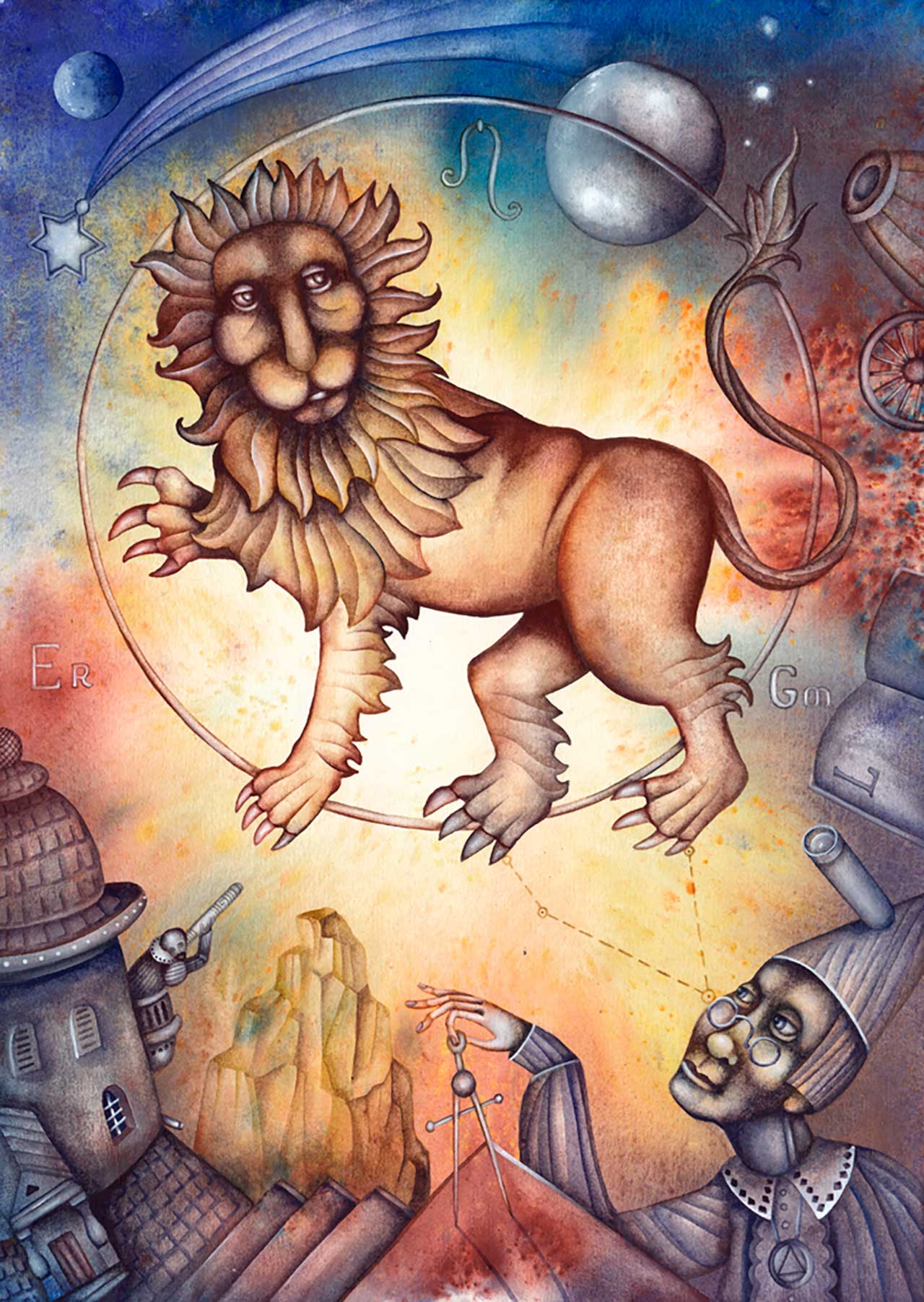 Фотообои в интерьере знак зодиака лев  9-237 фото