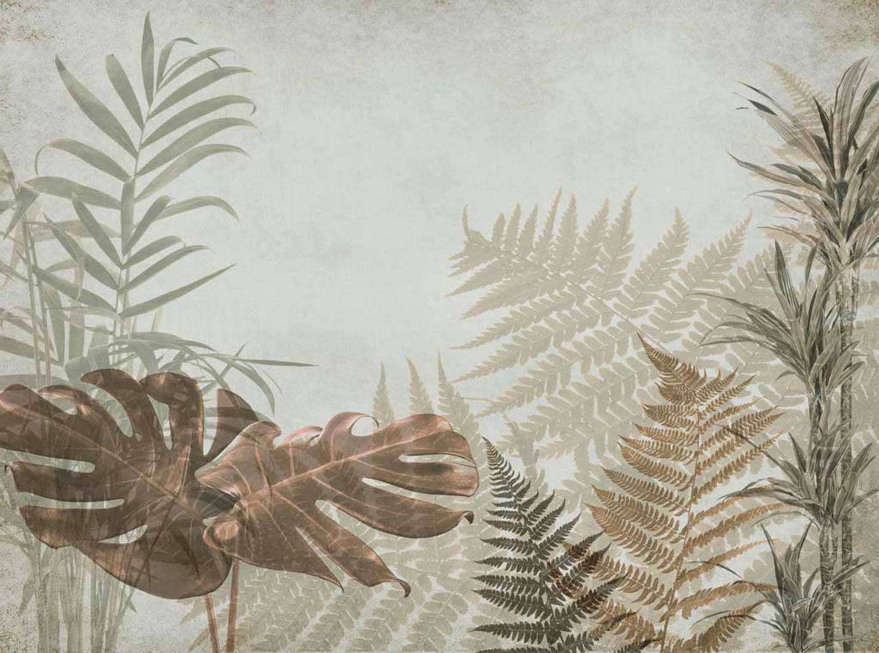 Фотообои в интерьере листья папоротников  7-785 фото