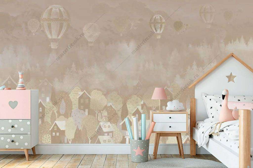 Фотообои в интерьере туманный город  14-110 фото