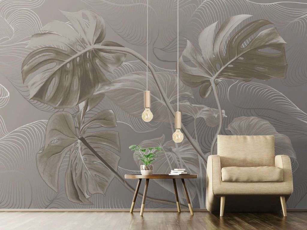 Фотообои в интерьере монстера 3д  13-720 фото