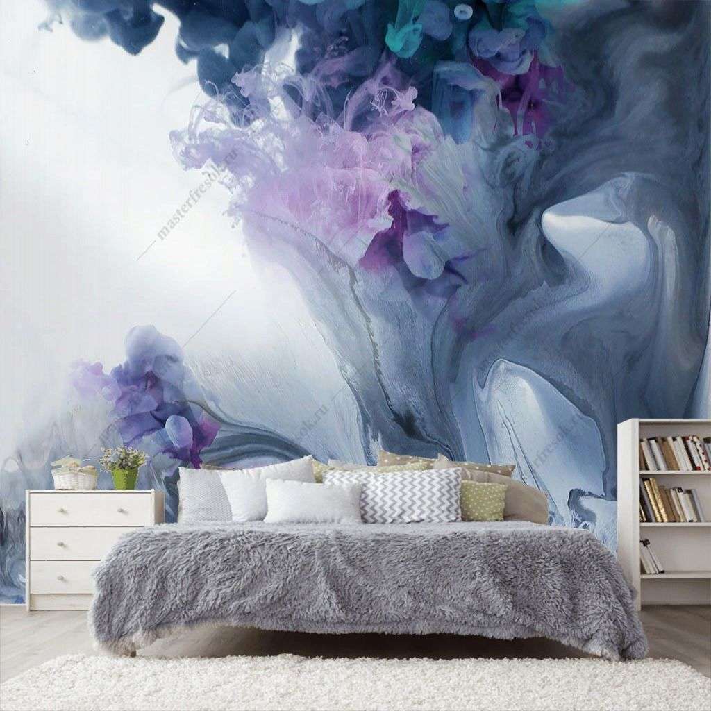 Фотообои в интерьере разноцветные чернила  9-1416 фото