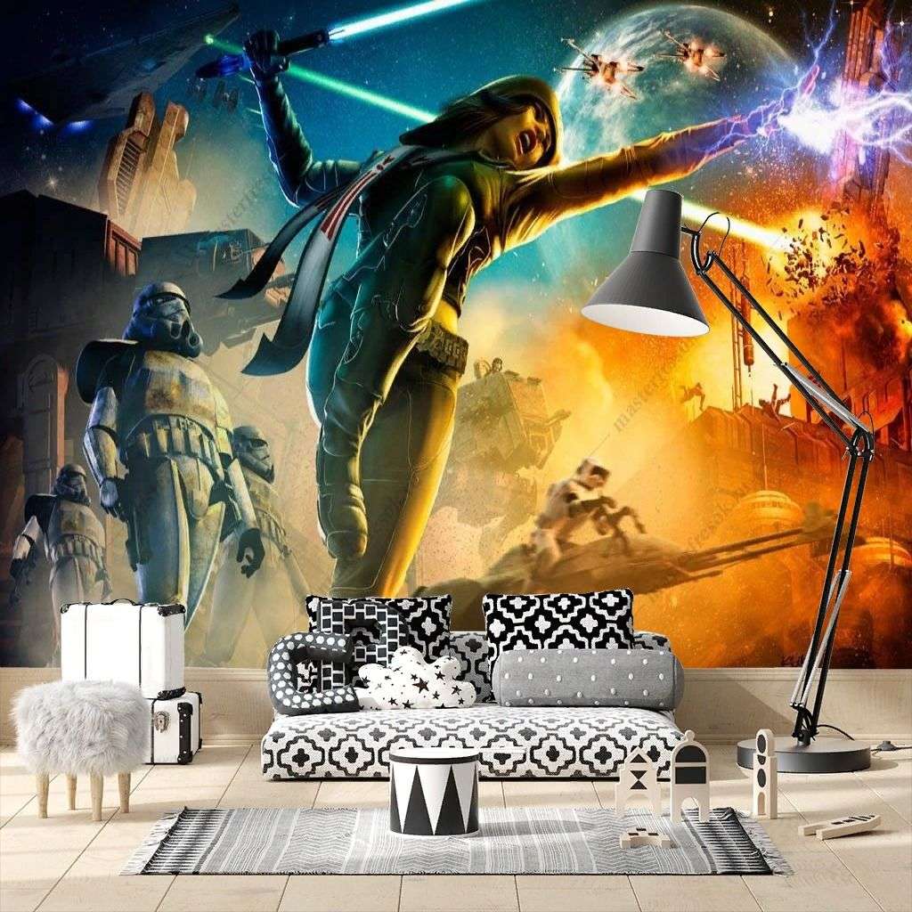 Фотообои в интерьере звёздные войны битва  12-1218 фото