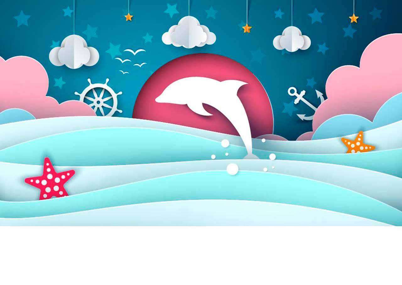 Фотообои в интерьере дельфин плывет в море  12-374 фото