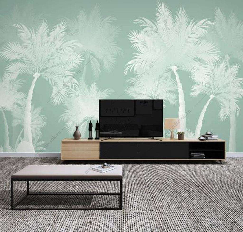 Фотообои в интерьере белая пальма  16-124 фото