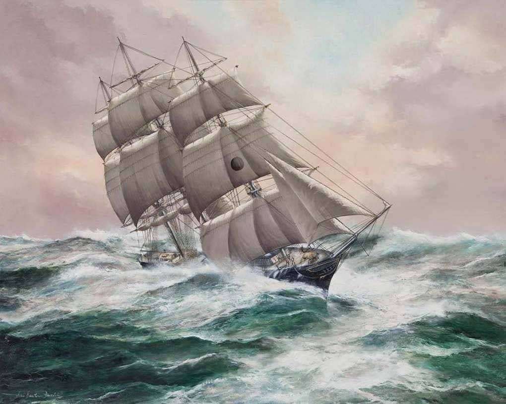 Фотообои в интерьере парусный корабль в шторм  17-2528 фото