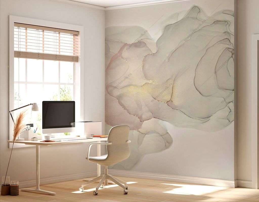 Фотообои в интерьере акварельный мрамор  9-1565 фото