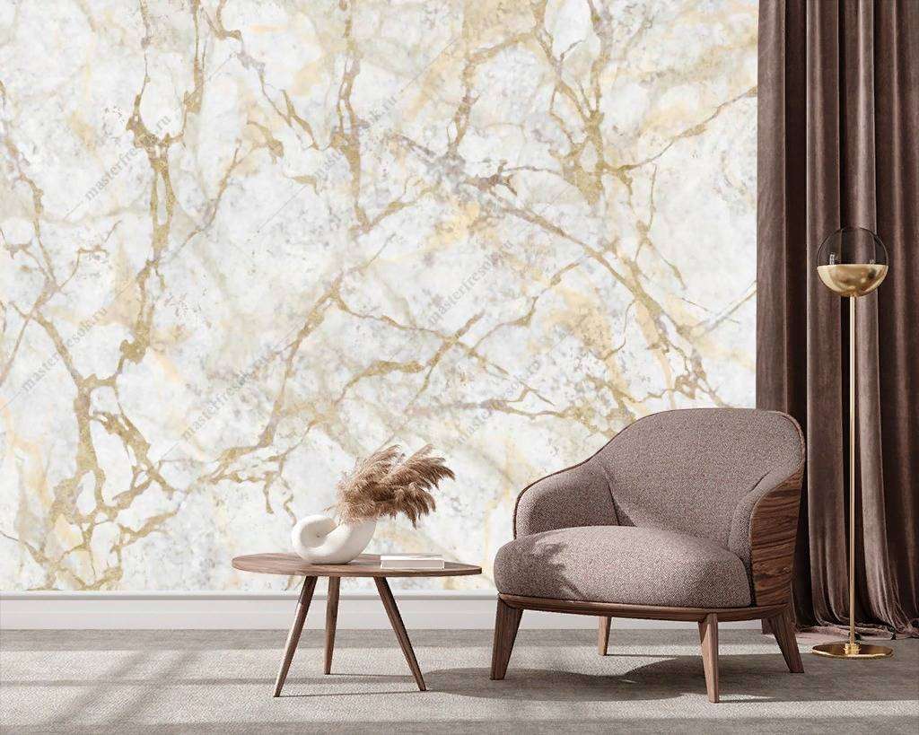 Фотообои в интерьере золотые прожилки мрамора  9-1093 фото