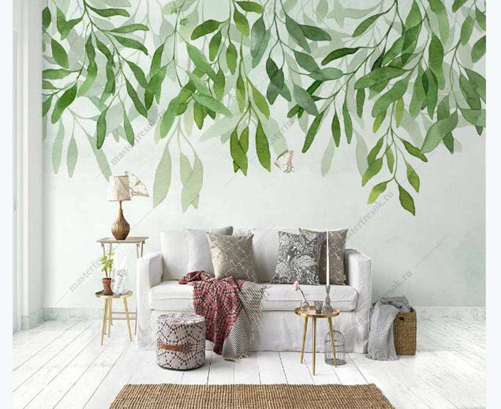 Фотообои в интерьере яркая листва  16-161 фото