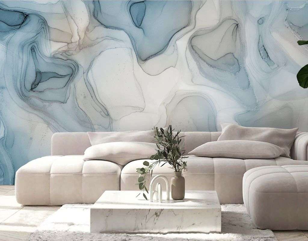 Фотообои в интерьере флюид арт нежные разводы  9-2040 фото