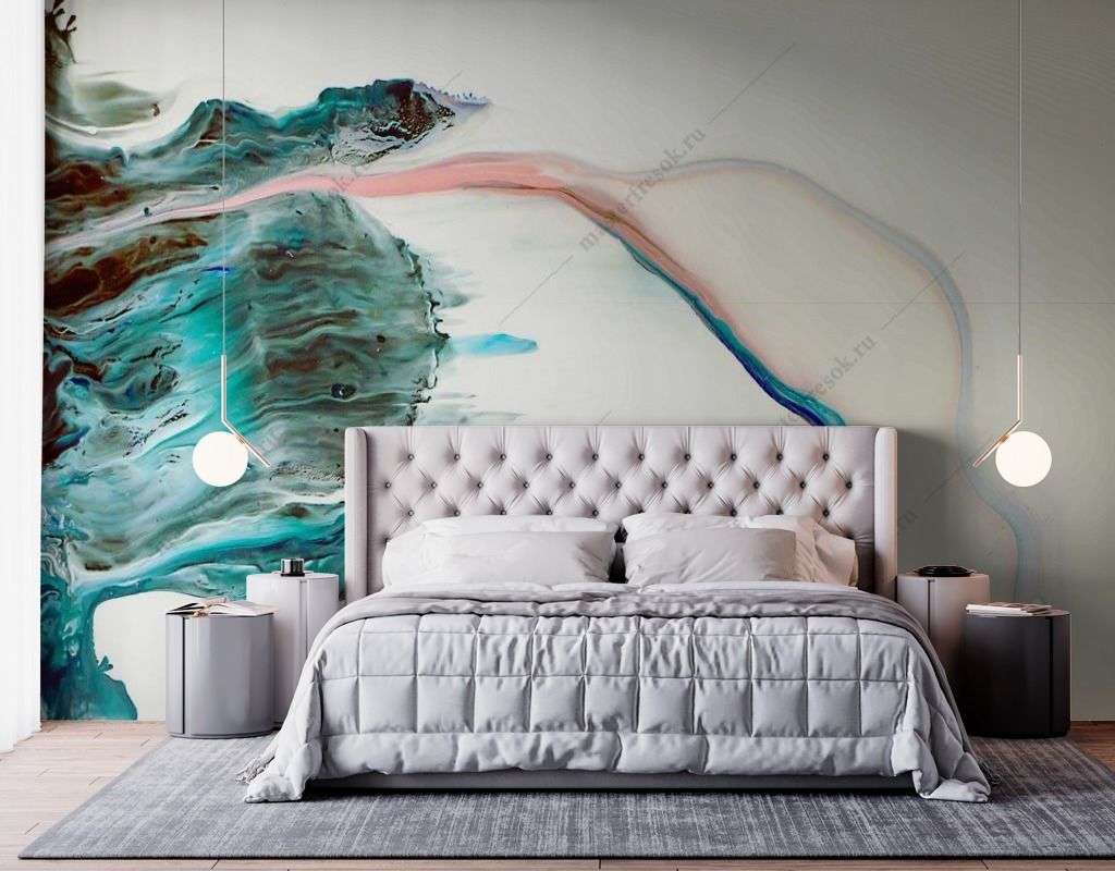 Фотообои в интерьере зеленые штрихи  9-1351 фото