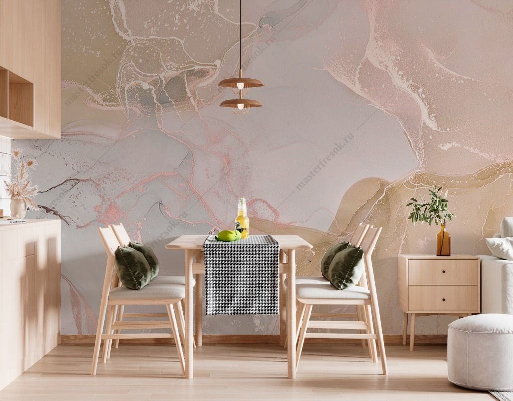 Фотообои Розовый флюид с золотом  9-1501