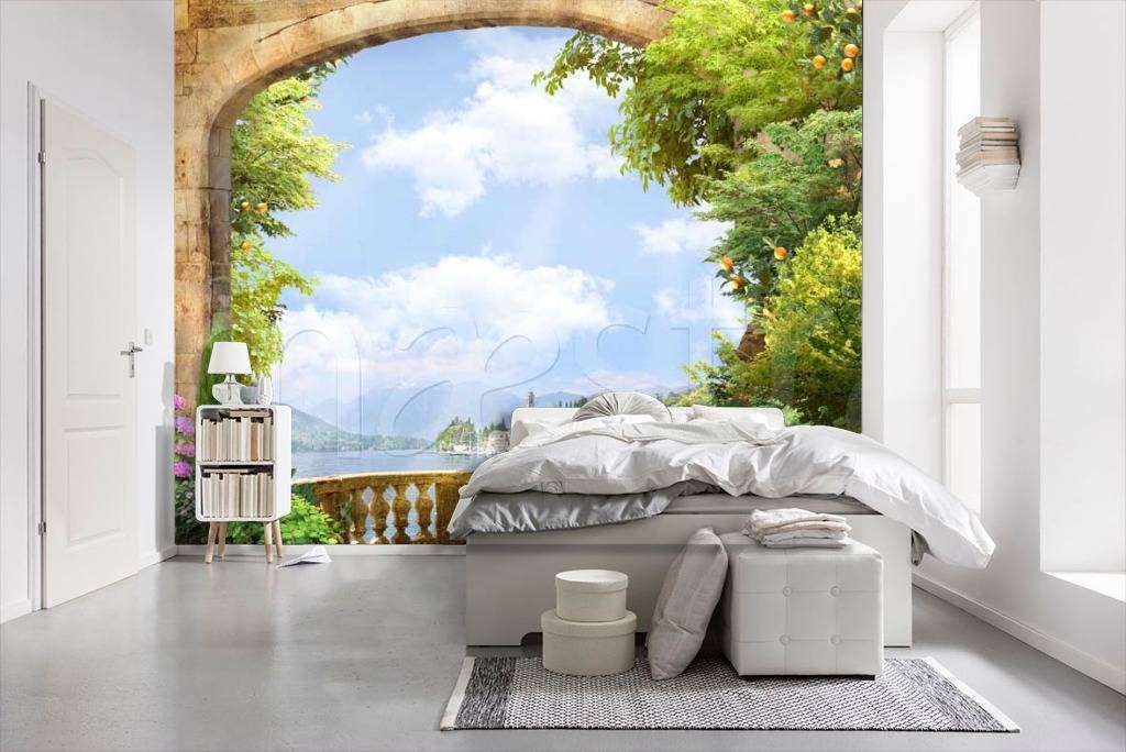 Фотообои в интерьере арка с выходом на набережную  11-057 фото