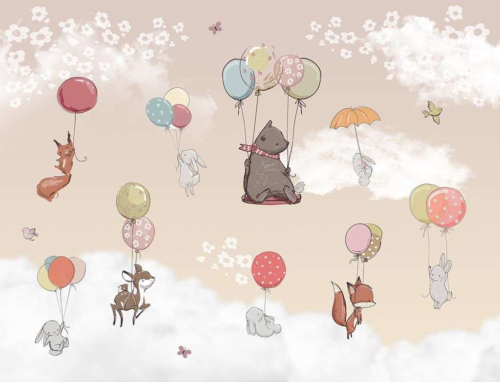 Фотообои в интерьере животные на шариках  14-053 фото