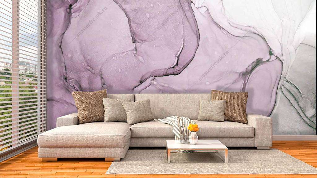 Фотообои в интерьере флюид арт фиолет  9-1022 фото