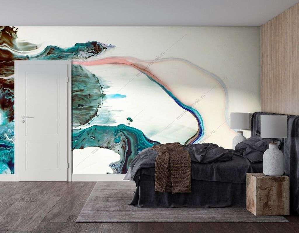 Фотообои в интерьере зеленые штрихи  9-1351 фото