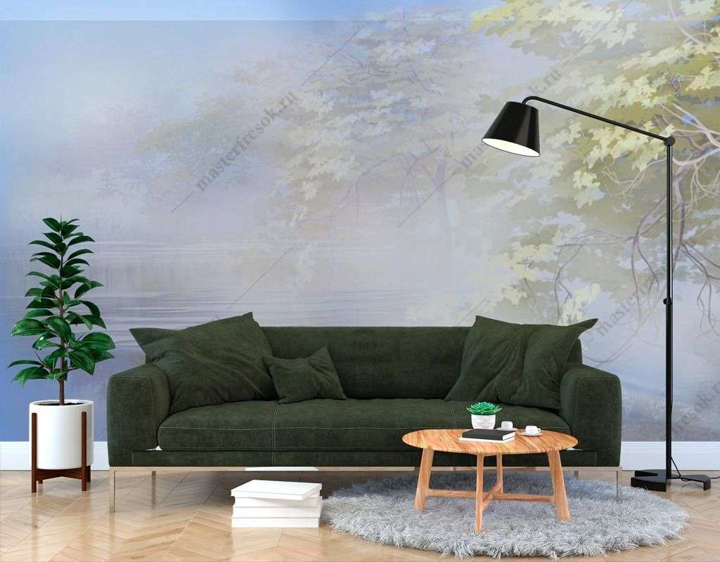 Фотообои в интерьере дерево окутанное туманом  13-432 фото