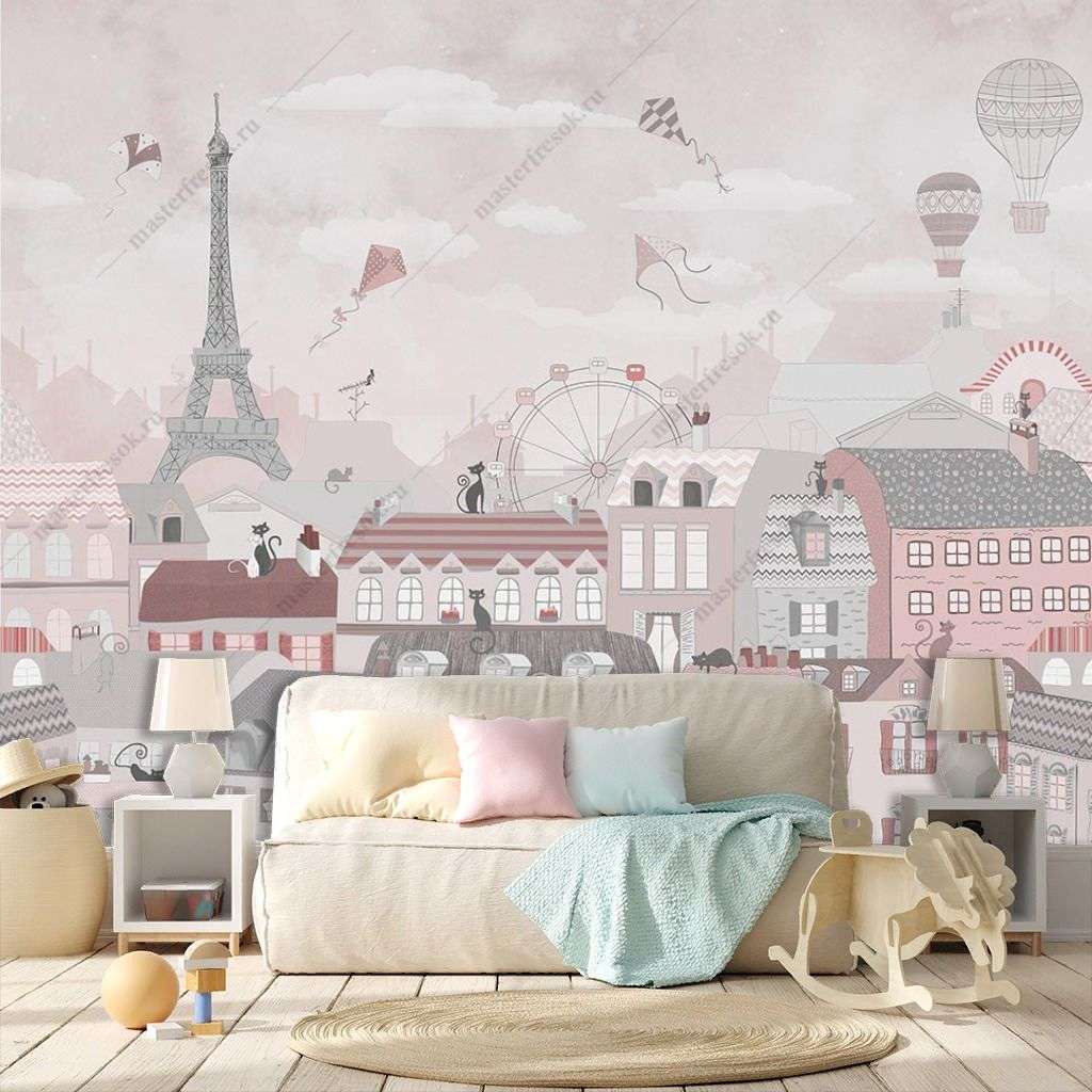 Фотообои в интерьере сказочные домики для девочки  14-685 фото