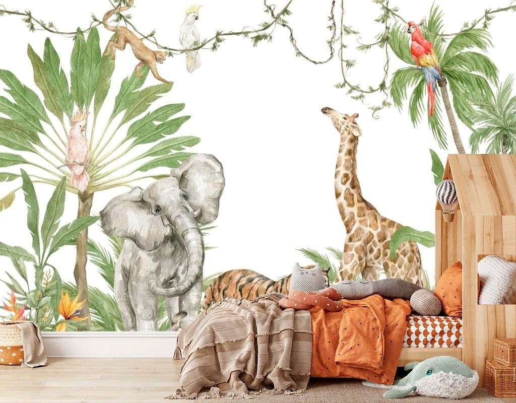 Фотообои в интерьере тропические животные для детей  12-1659 фото