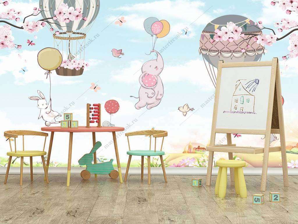 Фотообои в интерьере слоник на шаре  12-956 фото