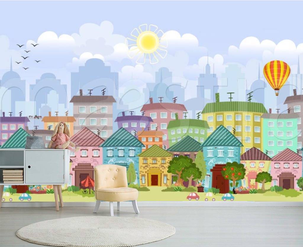 Фотообои Город на синем фоне  12-352