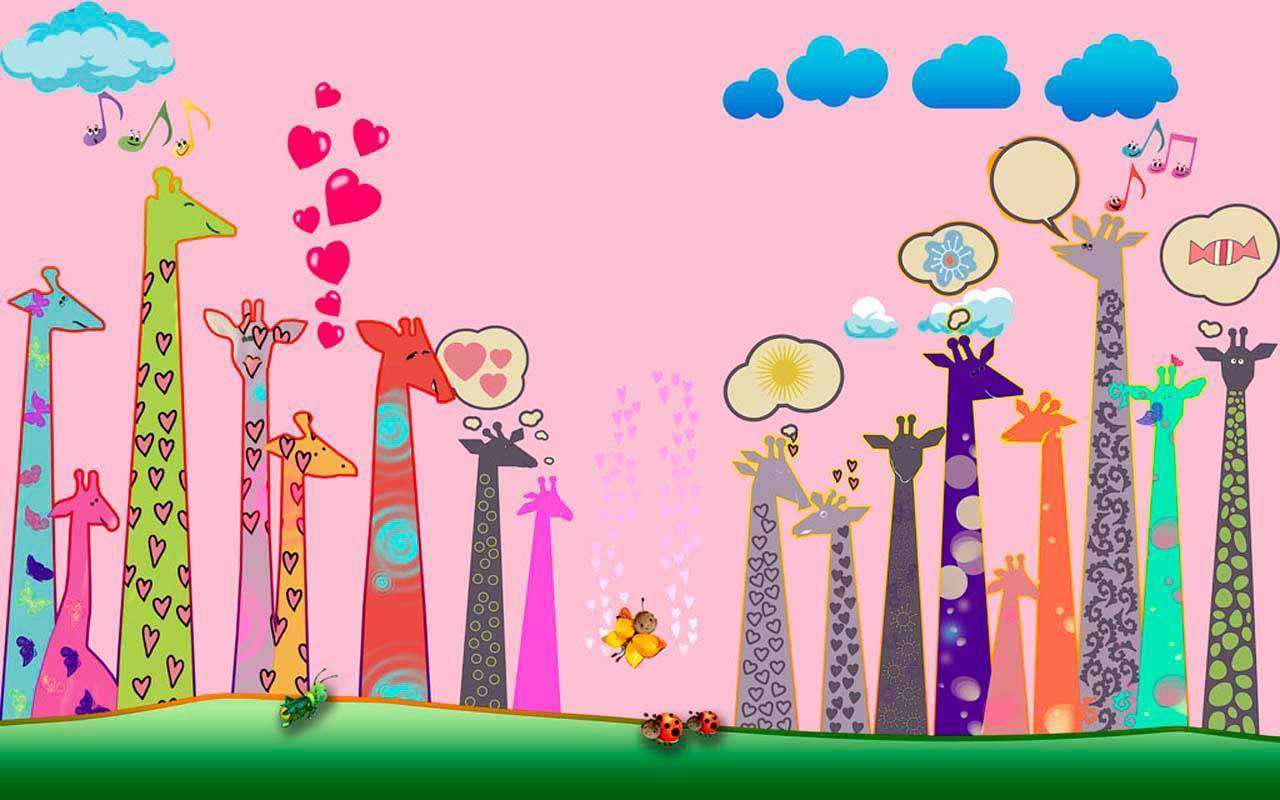 Фотообои в интерьере веселые жирафы  13-082 фото
