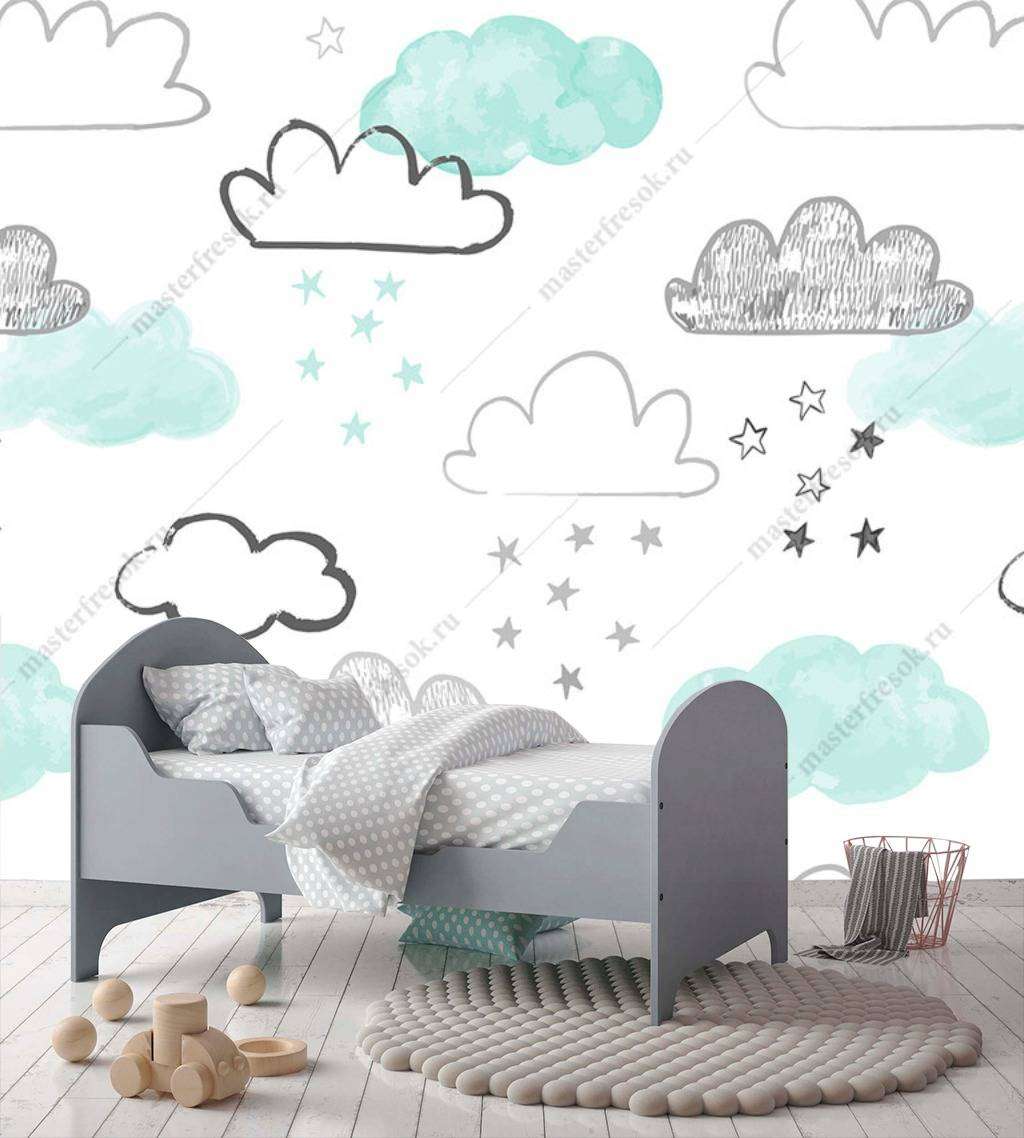 Фотообои в интерьере облака рисунок  12-695 фото