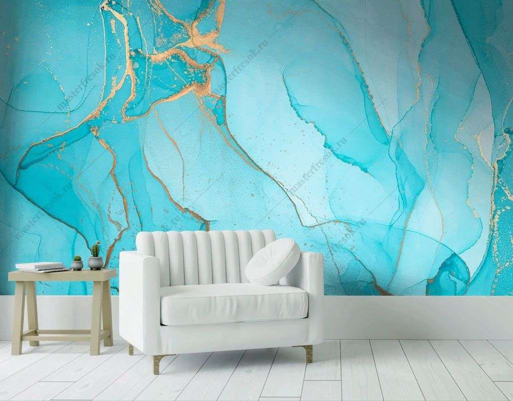Фотообои в интерьере срез камня бирюза  9-1782 фото
