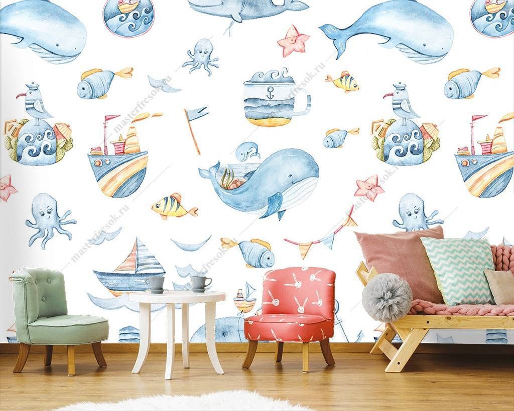 Фотообои Киты и кораблики  12-727