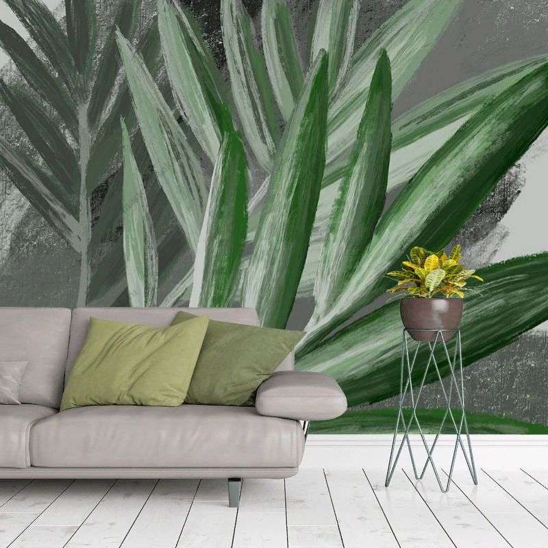 Фотообои в интерьере листья темные    9-1882 фото