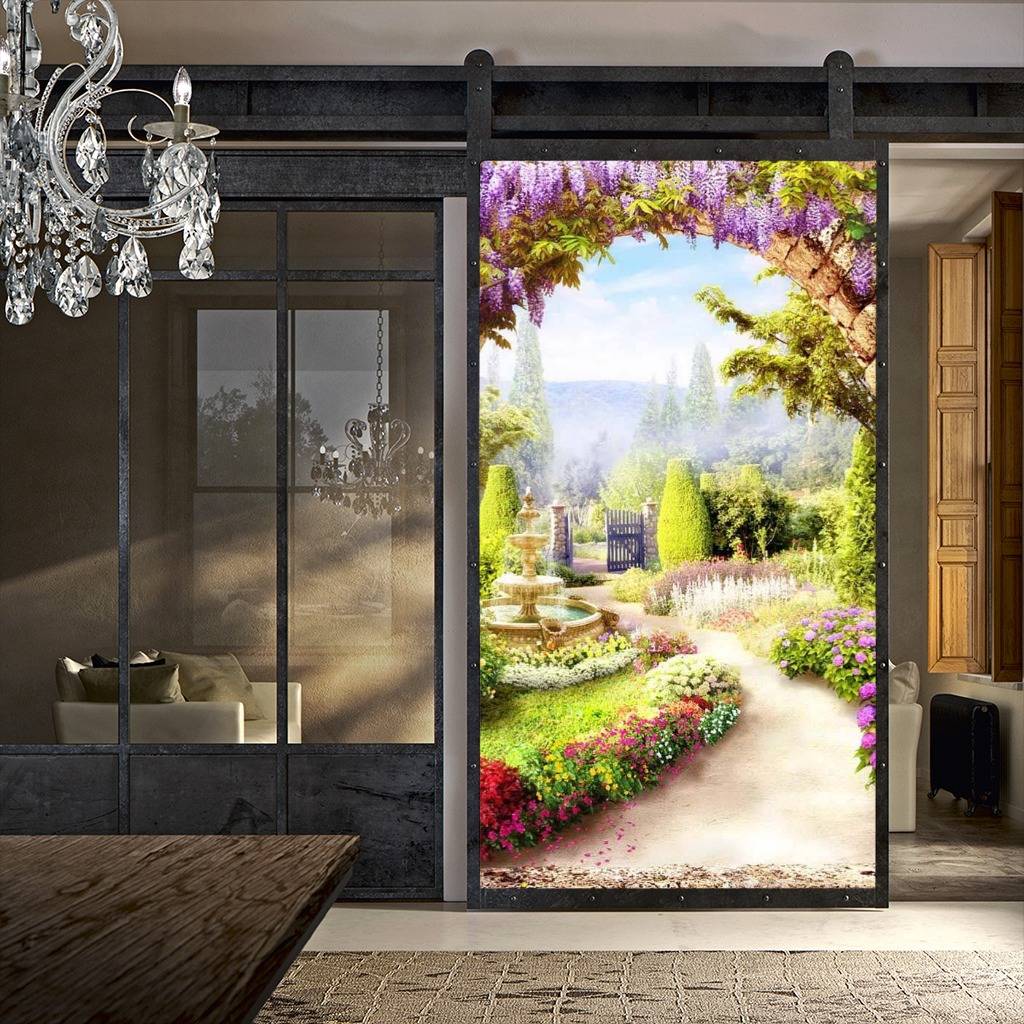 Фотообои Арка в сад с фонтаном  17-0124