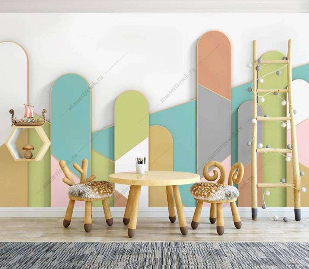 Фотообои в интерьере разноцветный забор  16-099 фото