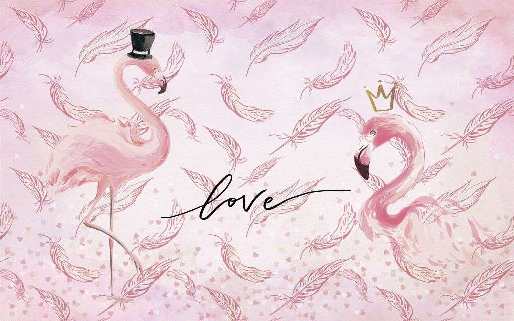 Фотообои в интерьере розовые фламинго  14-391 фото