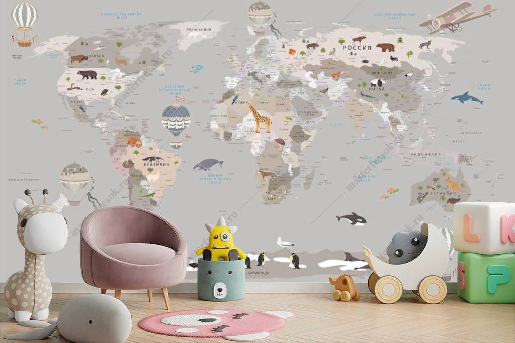 Фотообои Карта мира с границами стран  12-1186